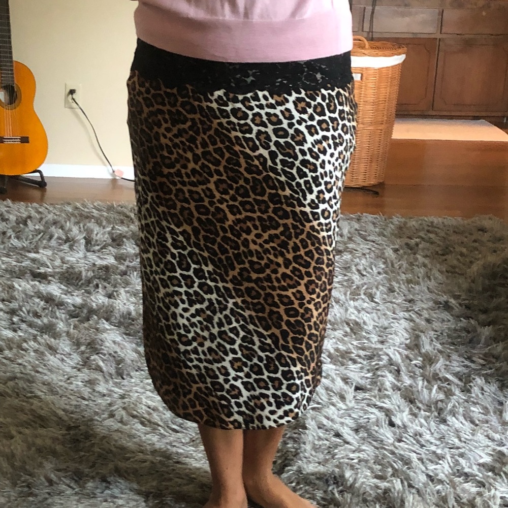 -SOLD-Elizabeth and James animal print, silk skirt.